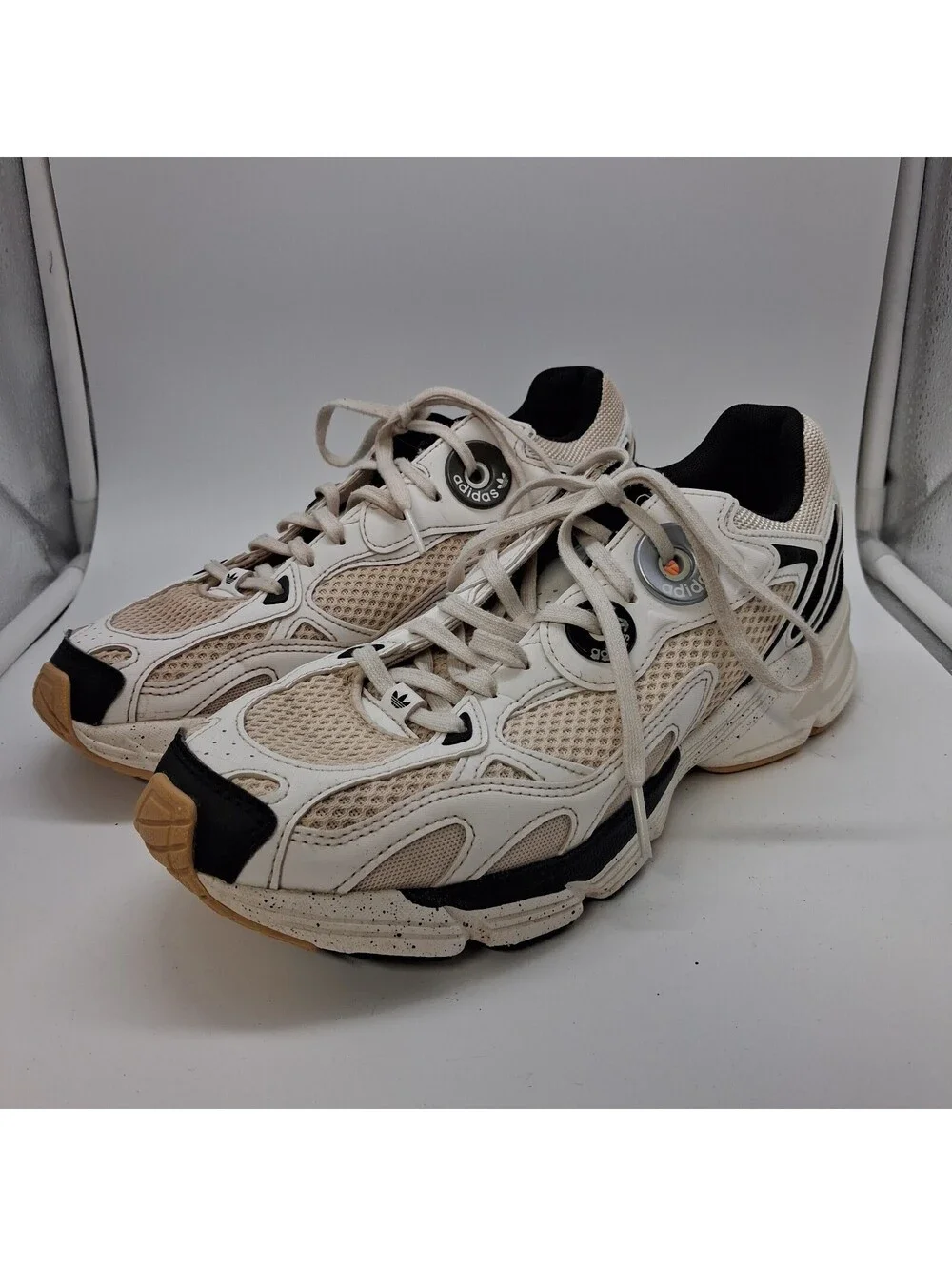Adidas Originals Temper Run AH0981 Mens Size 9 White Cream Black Retro Sneakers